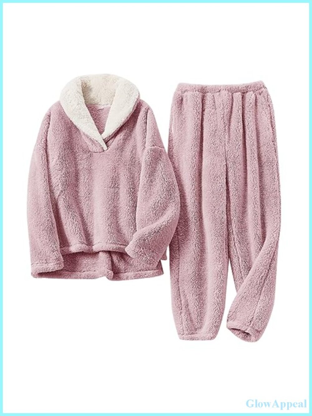 Fluffy Fleece Pajama Set for Women Soft Comfy Winter Sleepwear Loungewear
